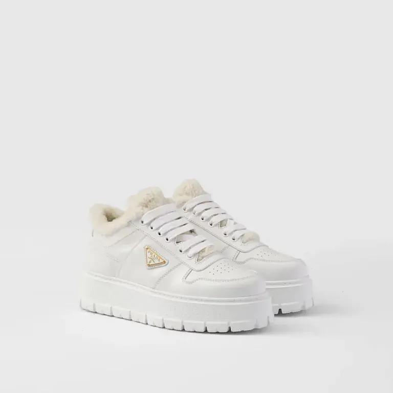 Кожаные кроссовки Prada White - фото 1
