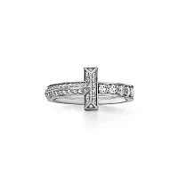 Tiffany & Co. Кольцо T T1 Narrow Ring with Diamonds Men White Gold - фото 1