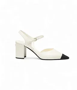 Chanel Кожаные слингбэки Ivory/Black - фото 1