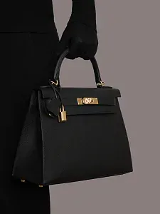 Hermès Сумка Kelly 28 Black Epsom Gold Hardware - фото 2