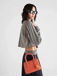 Prada Мини-сумка Galleria из сафьяновой кожи Orange - фото 2