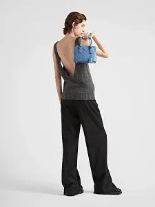 Prada Мини-сумка Galleria из сафьяновой кожи Light Blue - фото 7