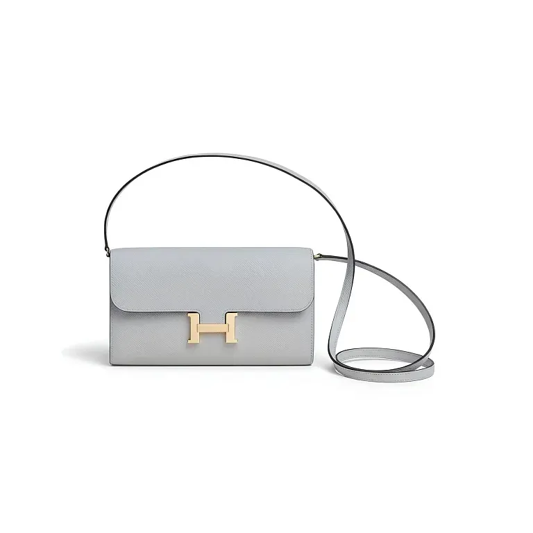 Мини-сумка Hermes Constance To Go Bleu Glacier Gris Pale Epsom Cordage Strap - фото 1