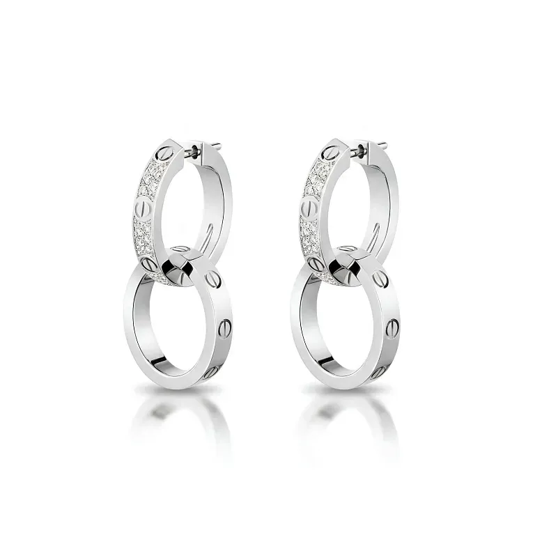 Серьги Love earrings, multiwear, half-paved Cartier White Gold - фото 1