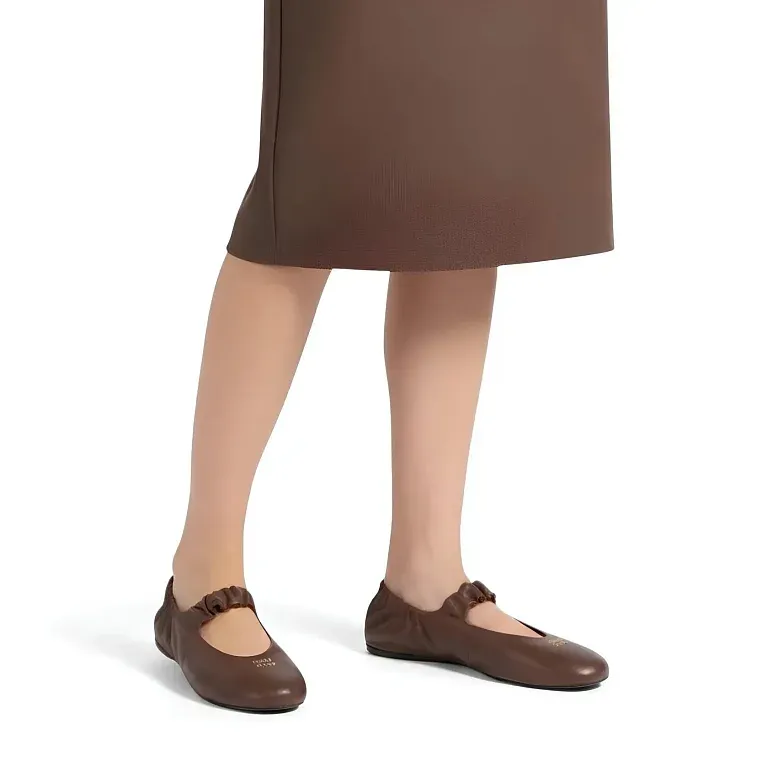 Балетки Ruches nappa leather ballerinas Miu Miu Briarwood - фото 2