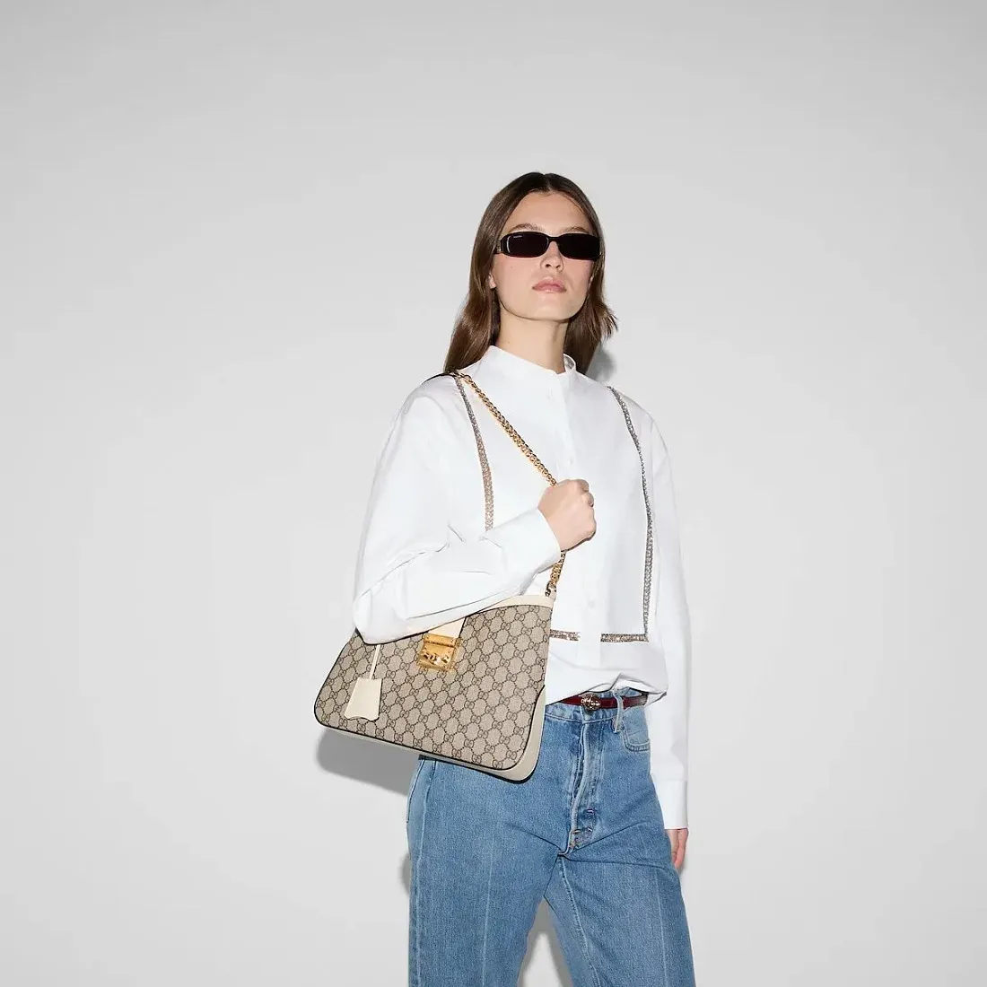 Gucci Сумка с замком GG White - фото 2