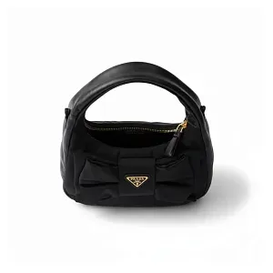 Prada Мини-сумка из ре-нейлона и кожи наппа с бантом - фото 3