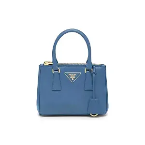 Prada Мини-сумка Galleria из сафьяновой кожи Light Blue - фото 1