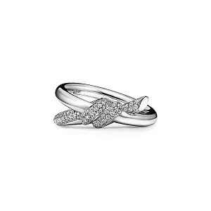 Tiffany & Co. Кольцо Knot Double Row Ring in White Gold with Diamonds - фото 1