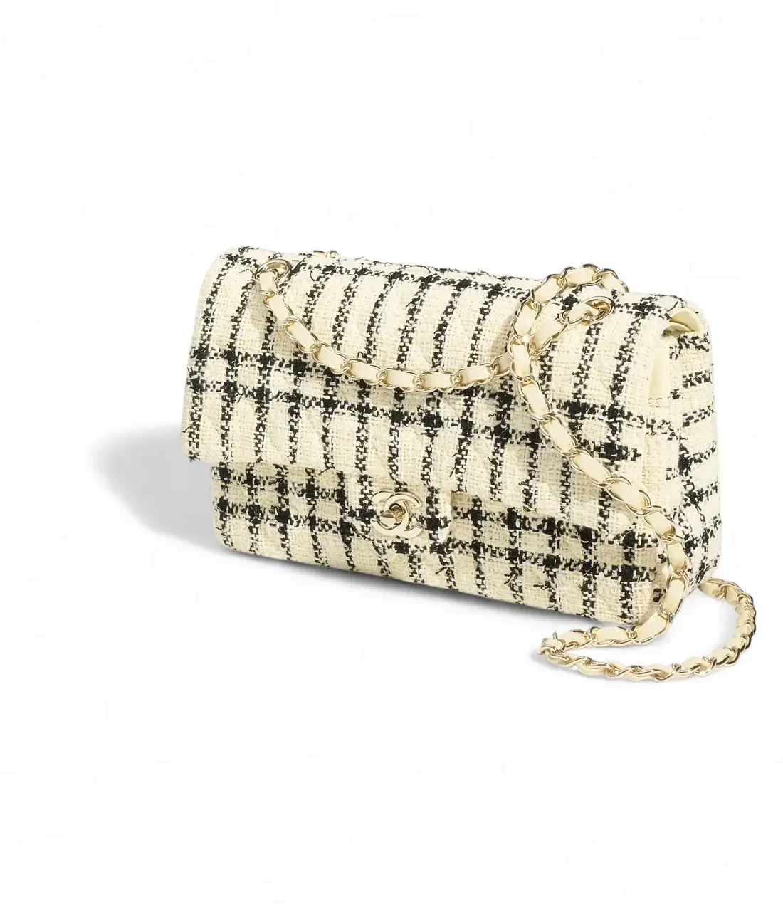 Chanel Классическая сумка 11.12 Tweed Light Yellow /Black - фото 3