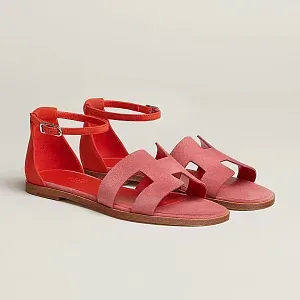 Hermès Сандалии Santorini Rose De Venise / Orange Capucine - фото 1