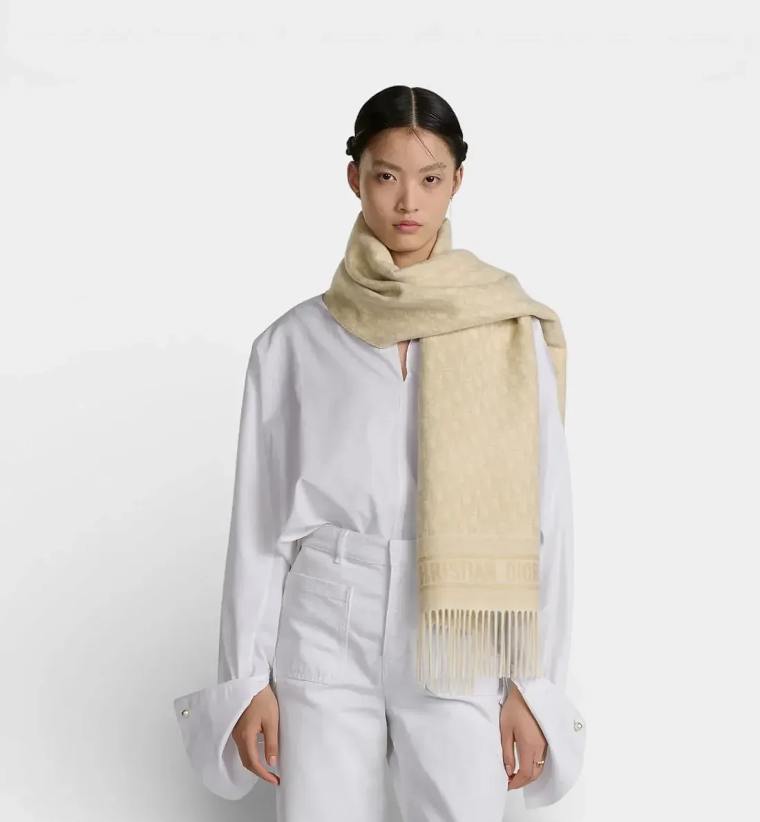 Dior Шарф Oblique Beige - фото 2