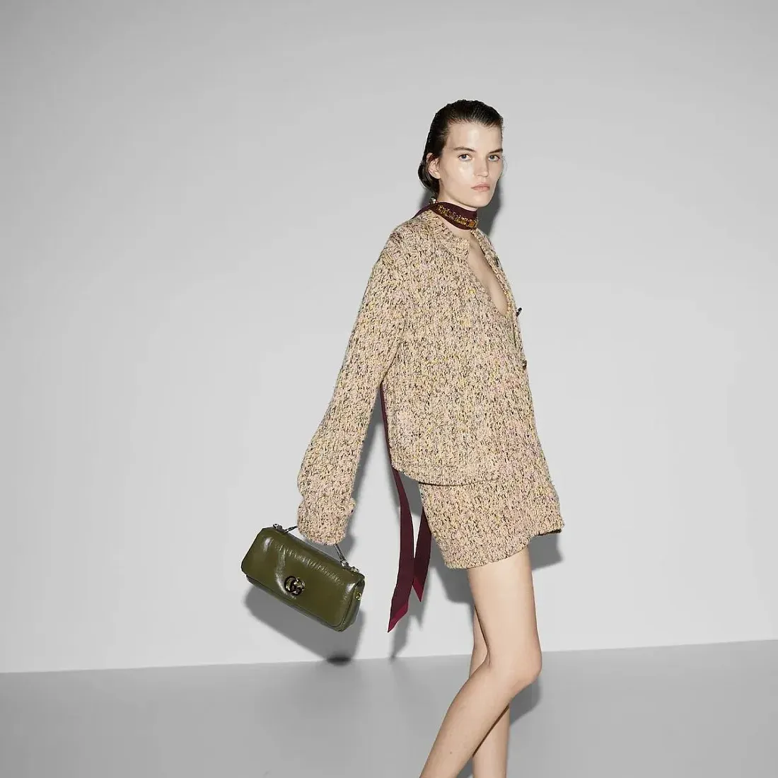 Gucci Маленькая сумка с верхней ручкой GG Milano Dark Olive Green - фото 2