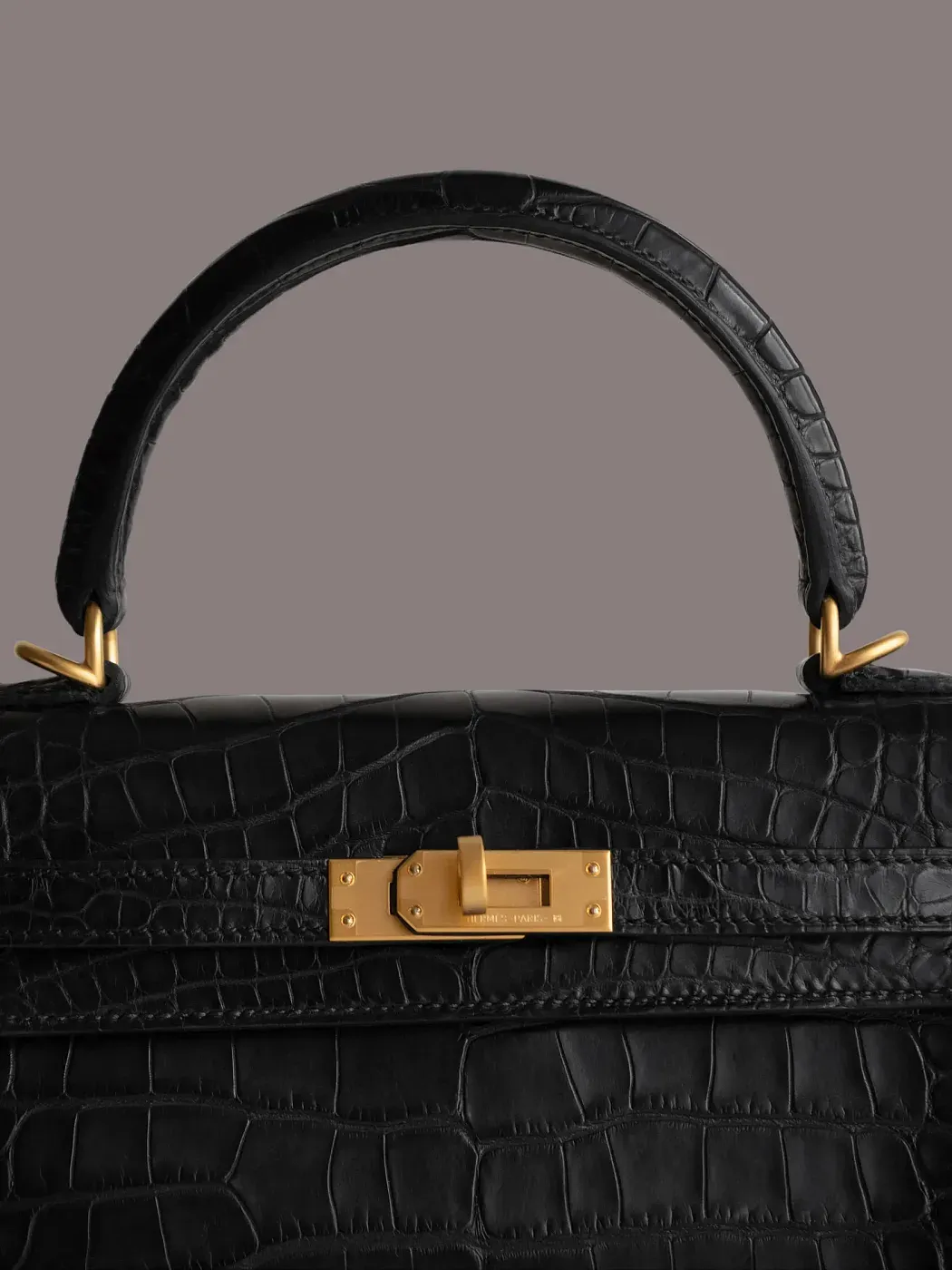 Hermès Сумка Kelly 25 Black Matt Crocodile Gold Hardware - фото 5