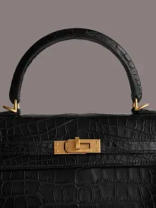 Hermès Сумка Kelly 25 Black Matt Crocodile Gold Hardware - фото 5