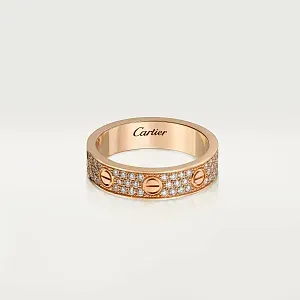Cartier Обручальное кольцо Love с бриллиантовым паве Men Rose Gold - фото 1