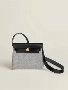 Hermès Сумка Herbag Zip 20 Noir Ecru Viking Canvas Hunter Gold Hardware - фото 1