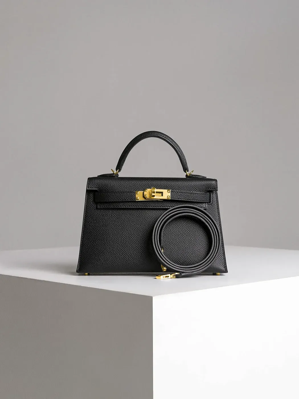 Hermès Сумка Kelly 20 Mini Black Epsom Gold Hardware - фото 7
