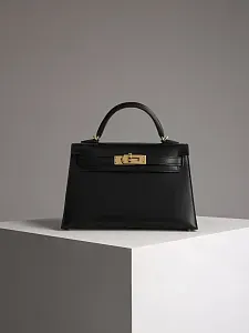 Hermès Сумка Kelly Mini 20 Black Box Gold Hardware - фото 1