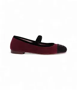 Chanel Бархатные туфли Мэри-Джейн Burgundy/Black - фото 1