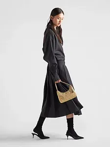 Prada Мини-сумка из сатина с кристаллами Platinum - фото 2