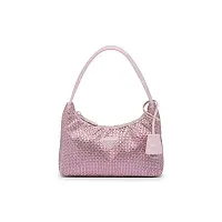 Prada Мини-сумка из сатина с кристаллами Alabaster Pink - фото 1