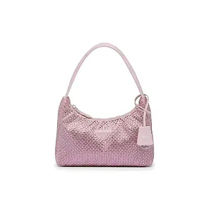 Prada Мини-сумка из сатина с кристаллами Alabaster Pink - фото 1