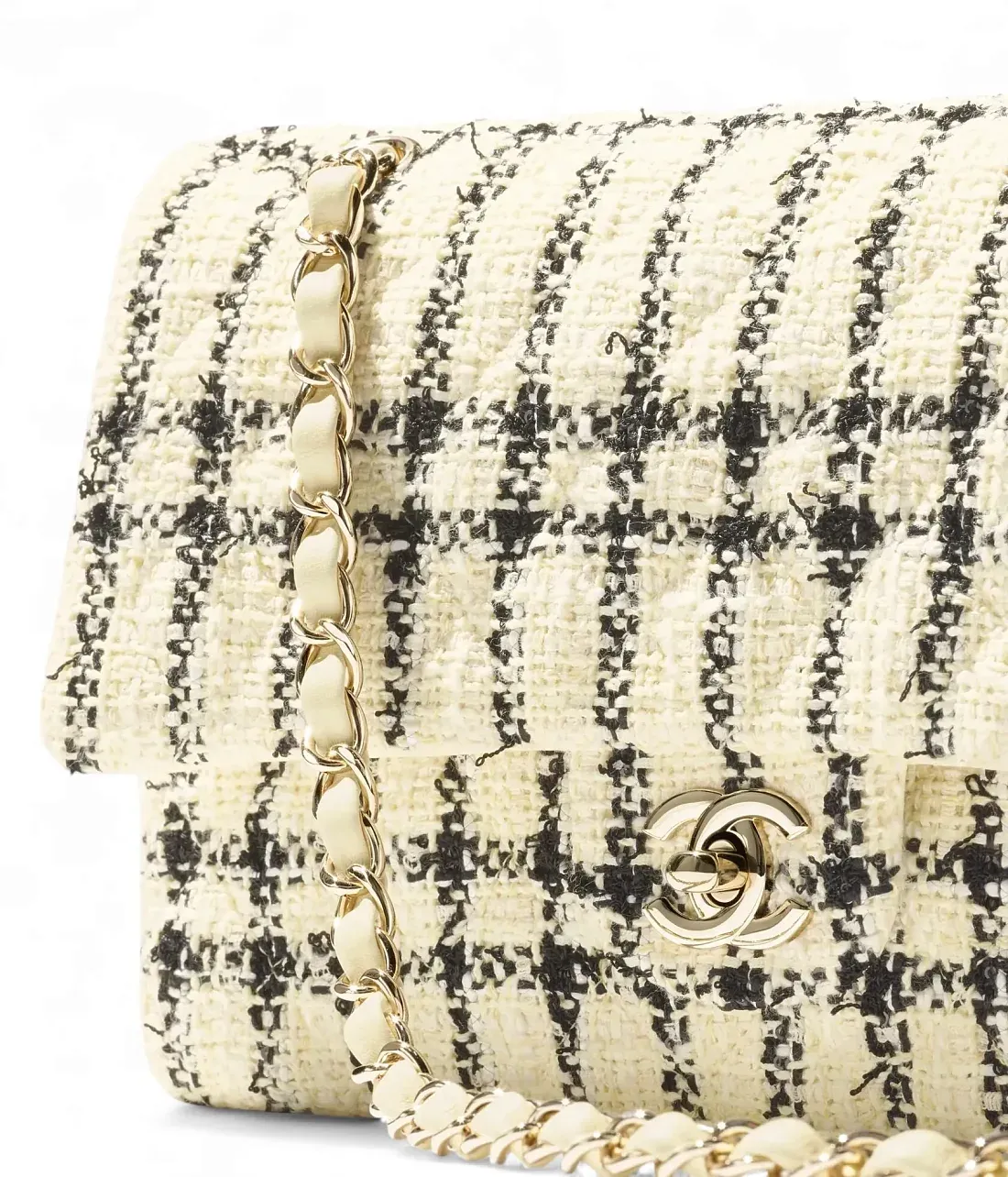 Chanel Классическая сумка 11.12 Tweed Light Yellow /Black - фото 5