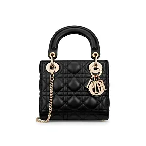 Dior Сумка Lady cannage lambskin мини-формата Black - фото 1
