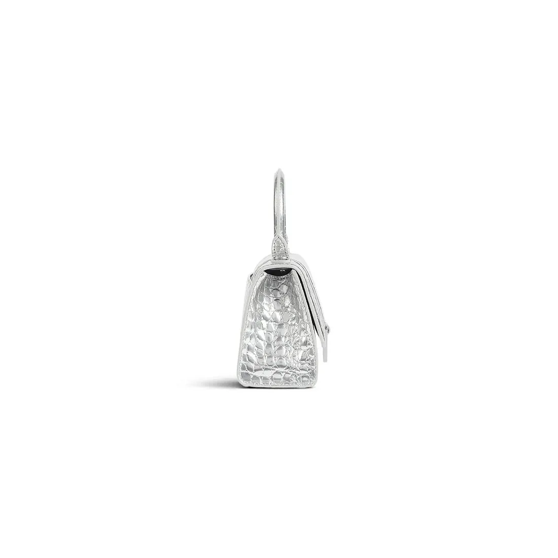 Balenciaga Сумка Hourglass Xs Crocodile Embossed in Silver - фото 4