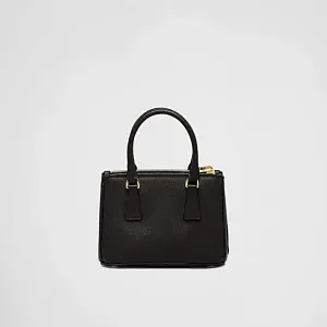 Prada Мини-сумка Galleria из сафьяновой кожи Black - фото 4