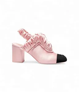 Chanel Атласные слингбэки Rose/Black - фото 1