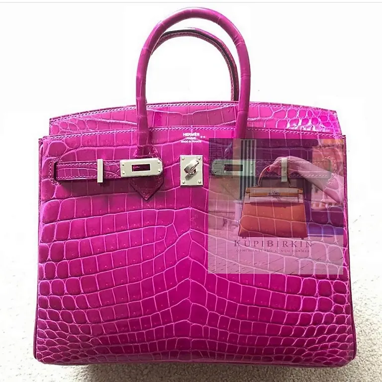 Hermes Birkin 25 Rose Scheherazade Crocodile Niloticus Shiny Palladium Hardware - фото 1