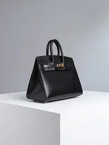 Hermès Сумка Birkin 25 Black Box Sellier Gold Hardware - фото 3