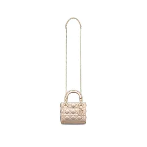 Dior Сумка Lady metallic pale gold-tone мини-формата - фото 5