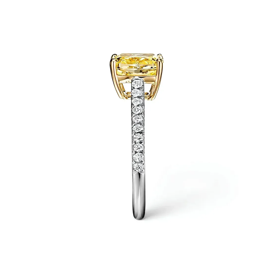 Tiffany & Co. Помолвочное кольцо Novo Yellow Diamond Engagement Ring with a Pave Diamond Platinum Band - фото 4