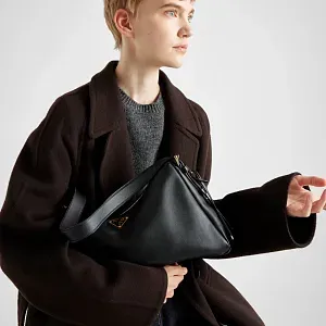 Prada Сумка на плечо Aimee Large из кожи Black - фото 9