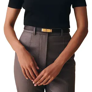 Hermès Ремень Kelly 18 Noir / Or Rose - фото 2