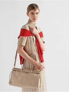 Prada Большая кожаная сумка Travertine - фото 8