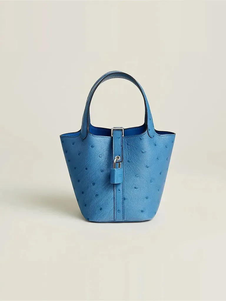 Сумка Picotin Micro Mykonos Ostrich Palladium Hardware Hermes - фото 1