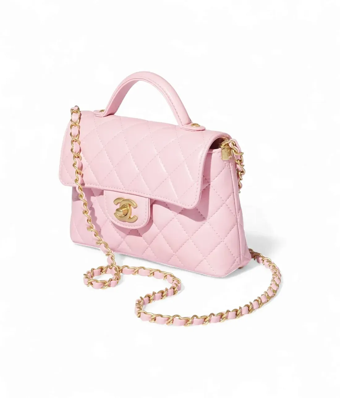 Chanel Маленькая сумка Flap с верхней ручкой White - фото 2