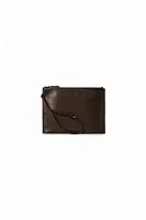 The Row Клатч Wristlet Pouch Black из кожи Brown Melange - фото 1