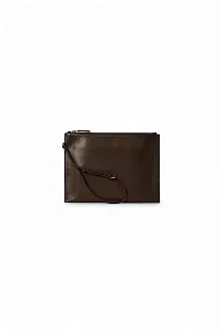 The Row Клатч Wristlet Pouch Black из кожи Brown Melange - фото 1
