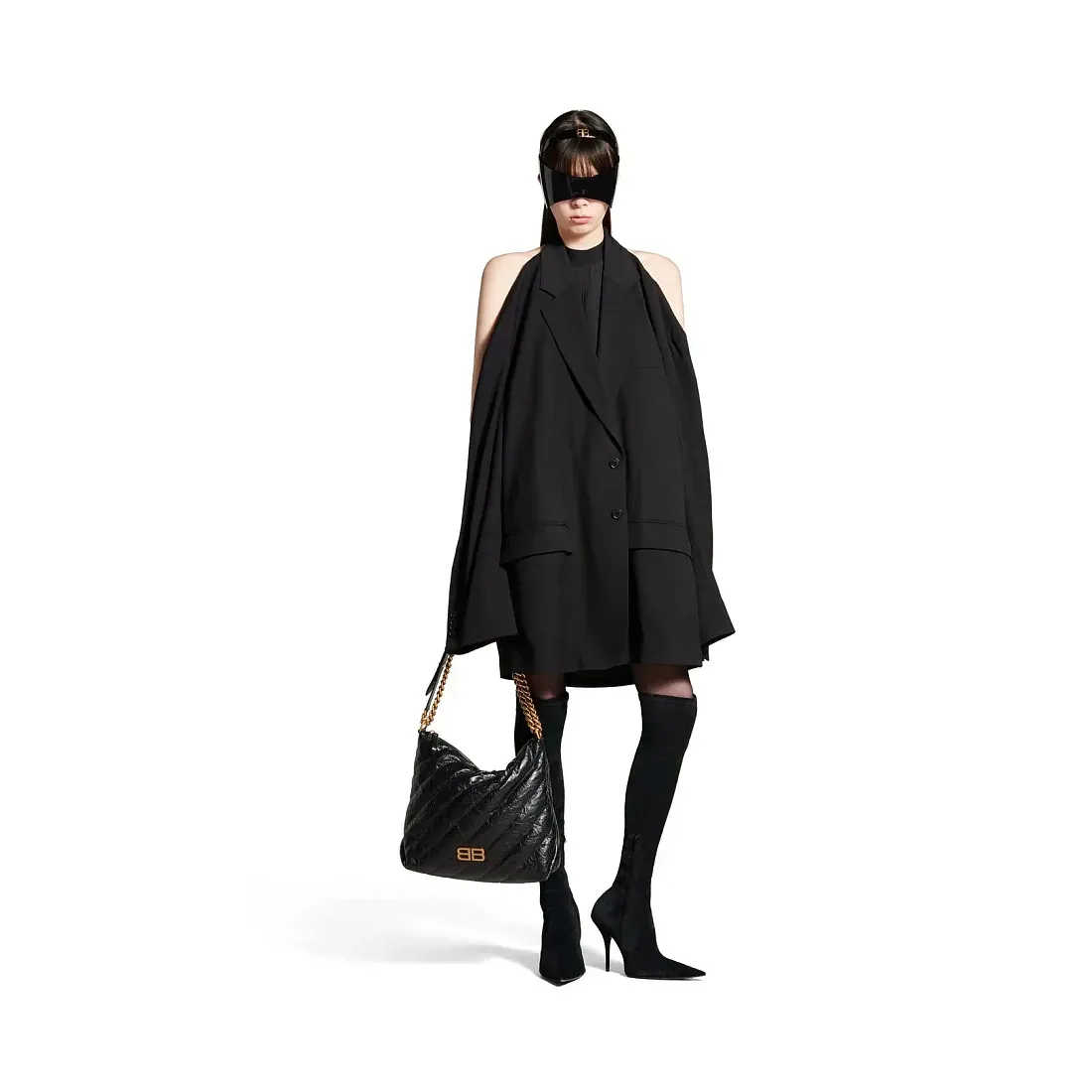 Balenciaga Сумка Crush Hobo Quilted in Black среднего формата - фото 2