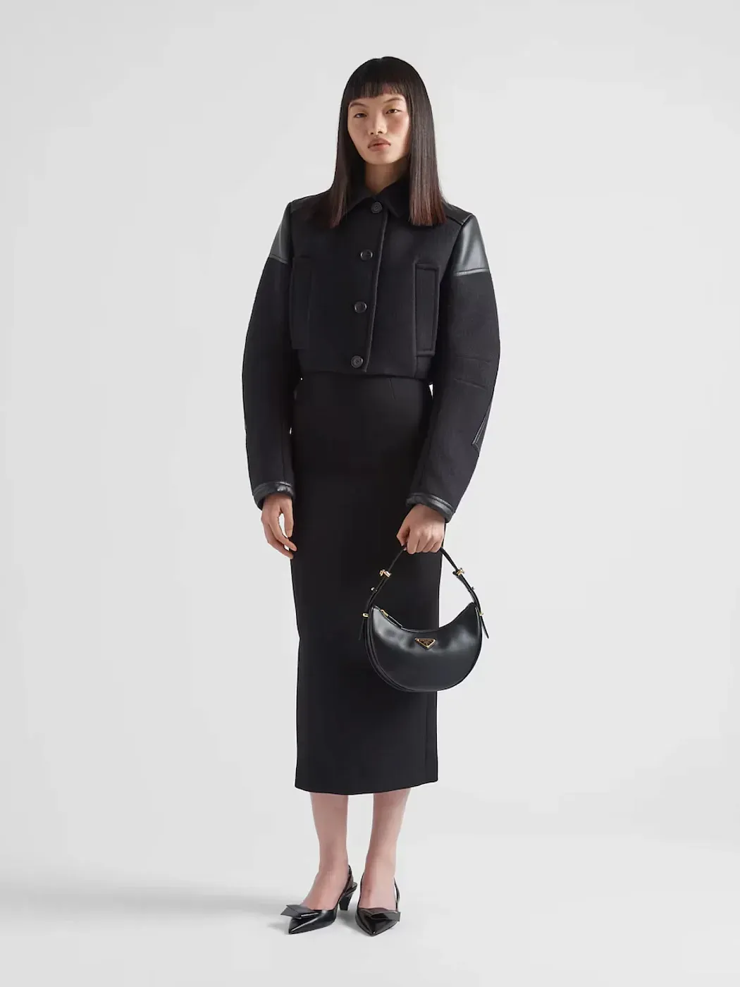 Prada Маленькая кожаная сумка через плечо Arque Black - фото 6