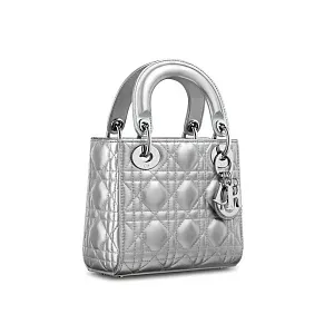 Dior Сумка Lady silver-tone metallic мини-формата - фото 2