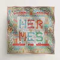Hermès Шелковый платок Super Silk Quest 90 Argent / Corail / Multicolore - фото 1