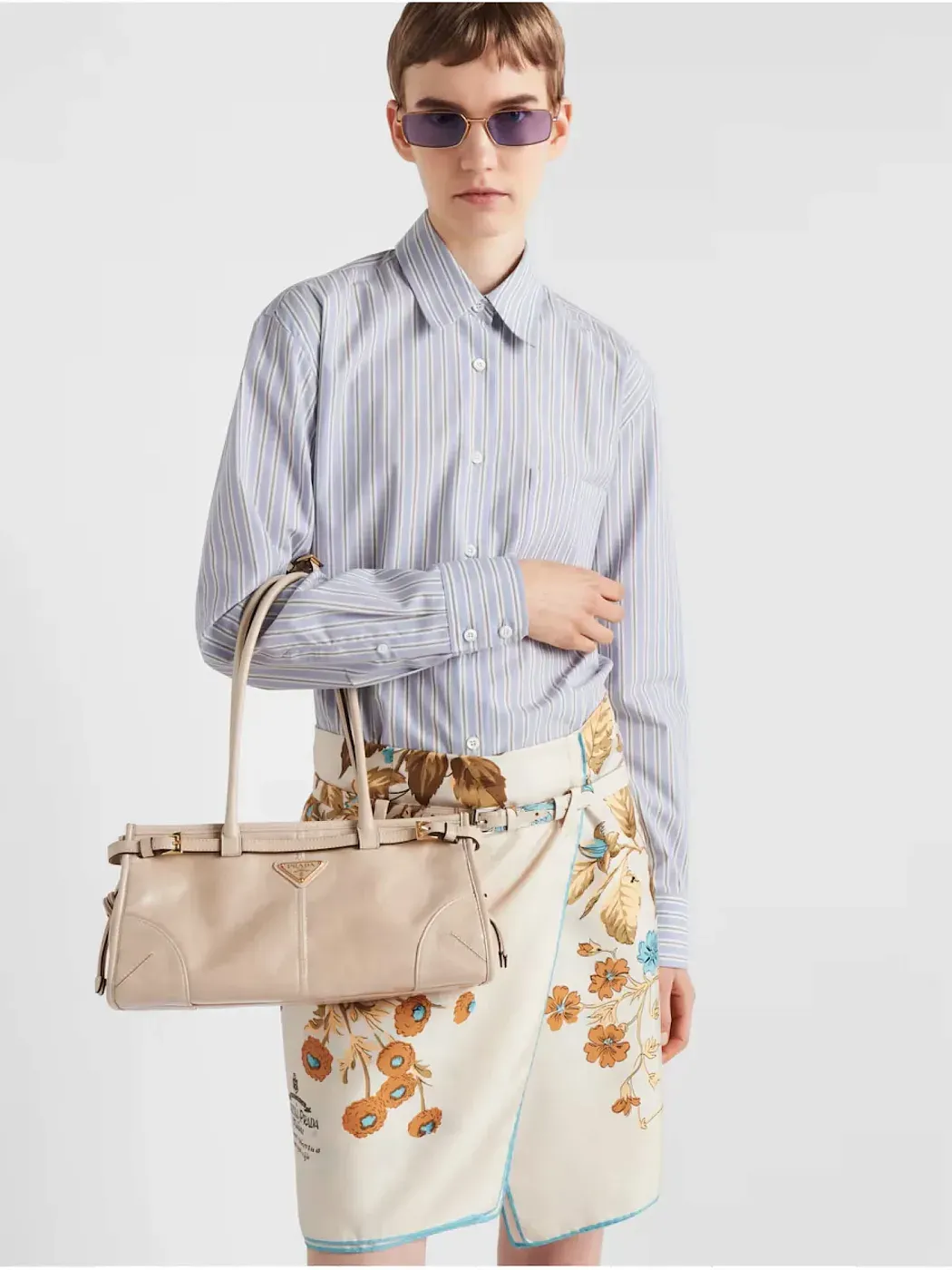 Prada Средняя кожаная сумка Travertine - фото 2
