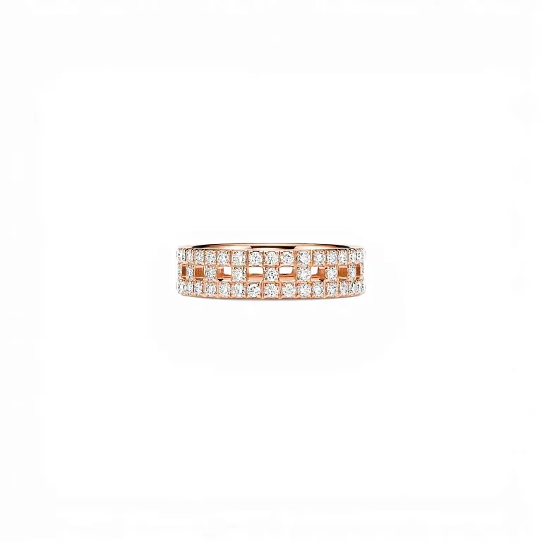 Обручальное кольцо Tiffany T True Wide Ring in Rose Gold with Pave Diamonds Men - фото 1
