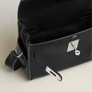 Hermès Сумка Kelly Messenger PM Noir Evergrain Palladium Hardware - фото 4
